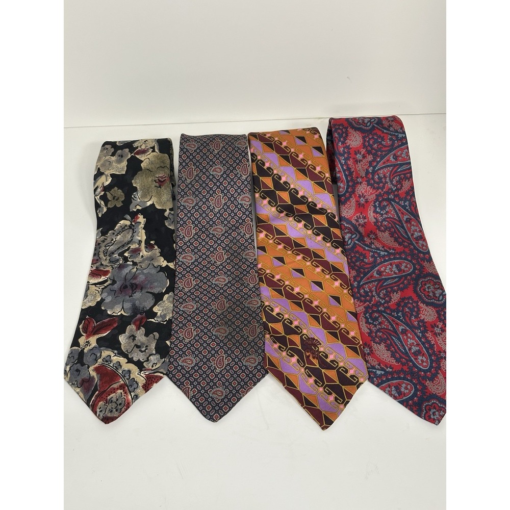 Hardy Amies London, Men's Silk‎ Neckties, Lot Of 4, Multicolor/Pattern